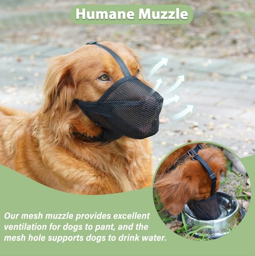 S-Mayerzon Dog Muzzle, Soft Mesh Muzzle for Dogs, Adjustable